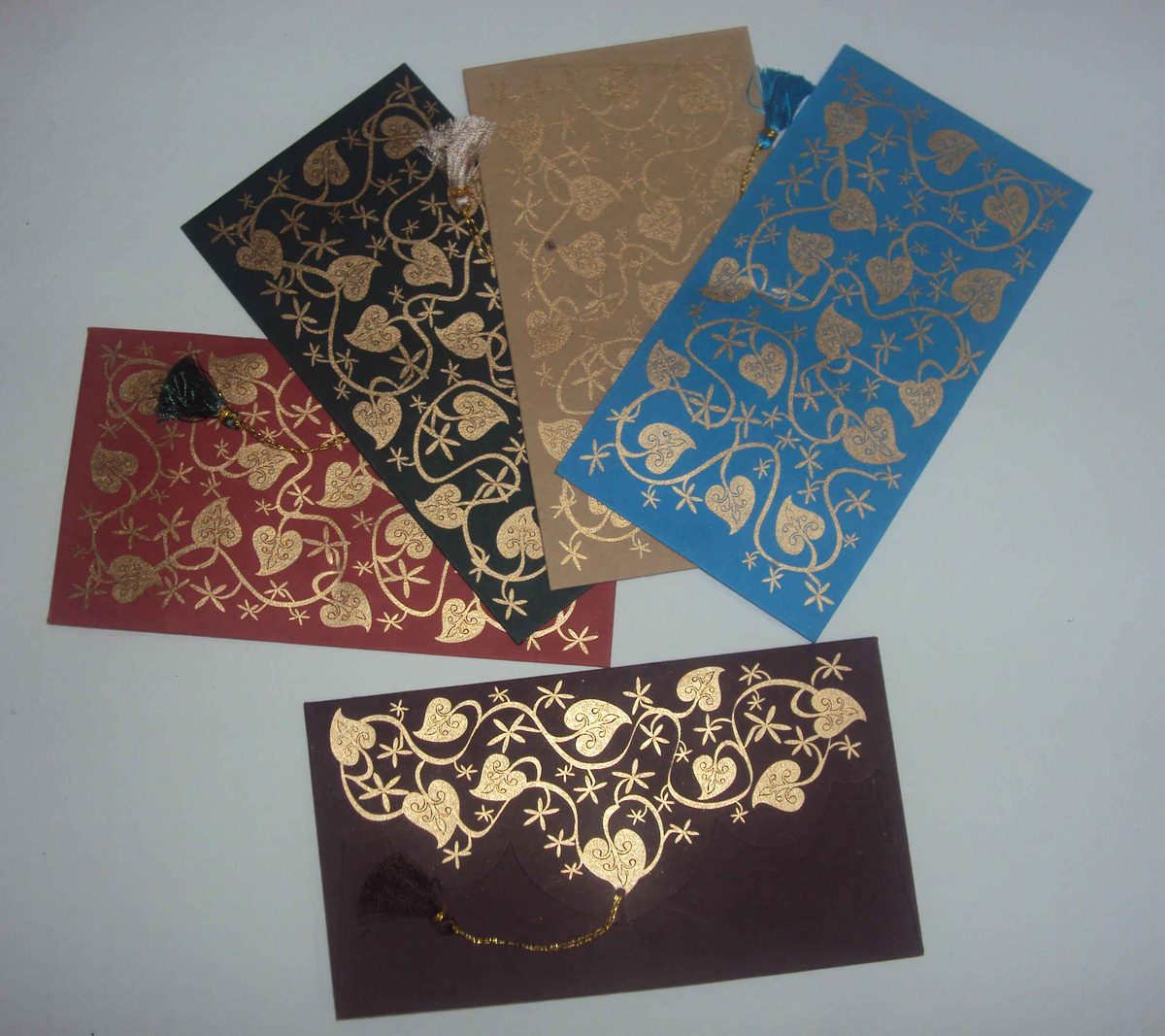 A selection of Chimanlals handprinted paper designs